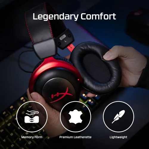 Vista 4 de HyperX Cloud II Wireless - Auriculares para juegos para PC PS4PS5 Nintendo Switch batería de larga duración de hasta 30 horas sonido envolvente 71