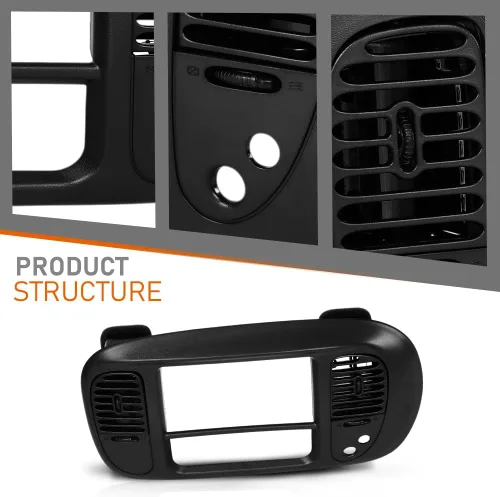 Vista 6 de CROSSDESIGN Nuevo negro central Dash Radio Air Vent Bisel Trim compatible con Ford F150 Expedition 1997 1998 1999 2000 2001 2002 2003