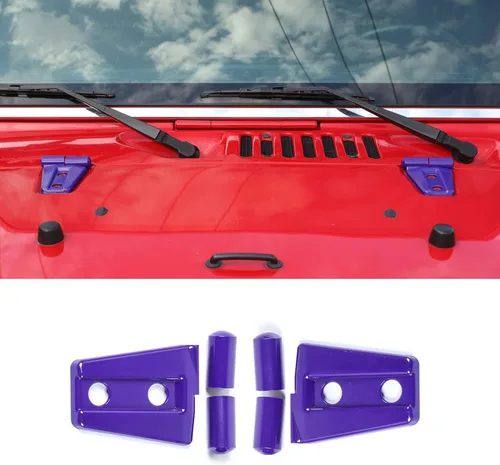 Vista 11 de Kit de moldura de cubierta de bisagra de capó 2 piezas para Jeep Wrangler JK JKU 2007-2018 (verde)