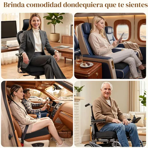 Vista 3 de TranquilRelax Cojín de asiento de espuma viscoelástica para silla de oficina, 3 pulgadas, color negro Medium-firm Support for Long Sitting