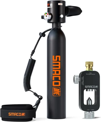 Vista 12 de SMACO S300 Mini Scuba Tank Handheld Diving Lung Air Tank 0.5L Aluminum Pony Bottle, Compact & Lightweight, for Recreational Diving, Pool Training