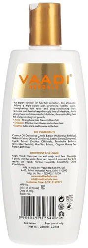 Vista 2 de Vaadi Herbals Amla with Shikakai & Reetha Shampoo - Champú para el control de caídas y daños - Todo natural - Sin parabenos - Sin sulfato - Adecuado