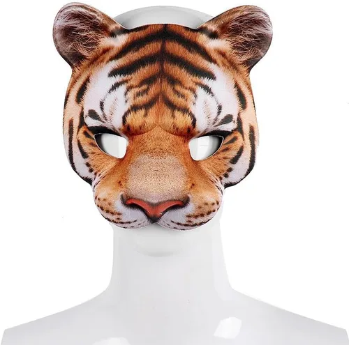Vista 7 de Himine Animales Vestidas Mitad Cara Tigre Máscara Amarillo