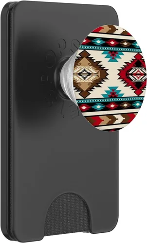Vista 7 de PopSockets estilo bohemio occidental, patrón azteca, estilo sureño, rústico, PopGrip estándar