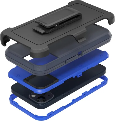Vista 10 de Compatible con iPhone 13 de 6.1 pulgadas, con protectores de pantalla, resistente, rugosa, a prueba de golpes, protección completa, funda