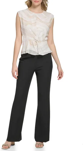 Vista 4 de Calvin Klein Women's Loose Fitted Poly Chiffon Sleeveless Twist Detail Blouse