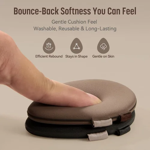 Vista 5 de Juego de esponjas para maquillaje, GloréBrochas 2 piezas, esponjas de base de baja absorción micro porosas, almohadillas de PU con cojín sin látex