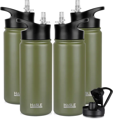 Vista 30 de HASLE OUTFITTERS Botella de agua aislada de 16 onzas para niños, botella de agua de acero inoxidable de doble pared al vacío, a prueba de fugas
