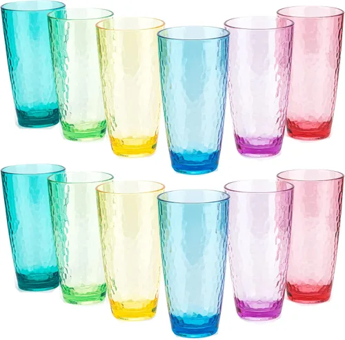 Vista 8 de KOXIN-KARLU Hammered - Vasos de plástico de 26 onzas, juego de 6 vasos acrílicos transparentes