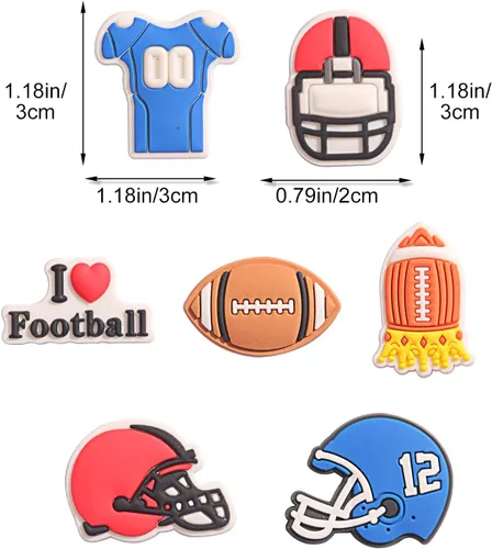 Vista 2 de Dijes deportivos para zapatos de cocodrilo, béisbol, sóftbol, fútbol, baloncesto, croc, dijes para niños, niñas, mujeres y hombres