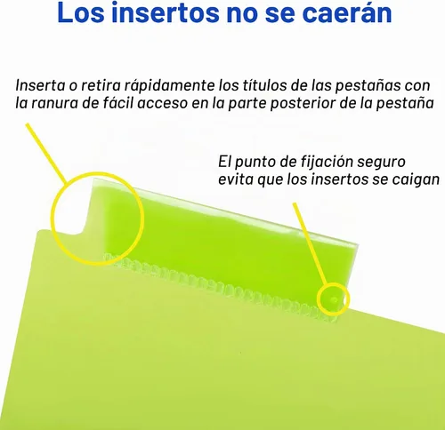 Vista 3 de Avery Big Tab - Separadores de plástico insertables con 2 bolsillos para carpetas de 3 anillas, juego de 5 pestañas, multicolor brillante de dos
