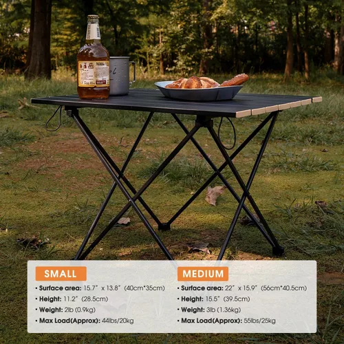 Vista 5 de MOON LENCE Mesa de camping plegable ultraligera, compacta, portátil con bolsa de transporte, para cocinar al aire libre, picnic, campamento, barco