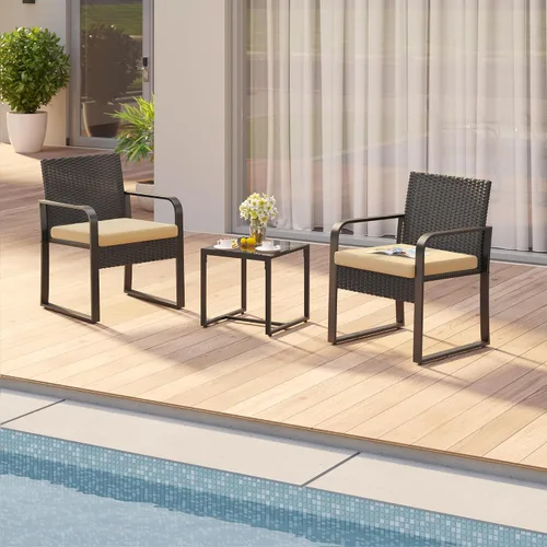 Vista 6 de Gizoon - Juego de muebles de patio de 3 piezas, cojín beige