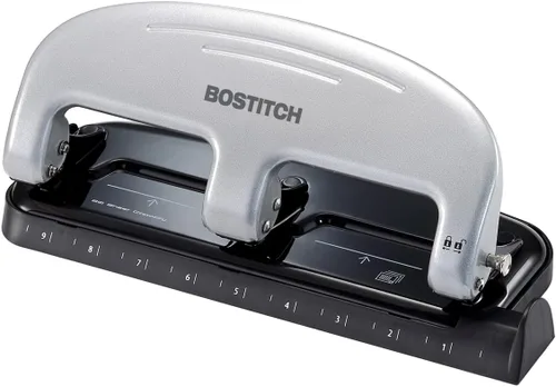 Vista 8 de Bostitch Office EZ Squeeze - Perforadora estándar de 20 hojas, 3 agujeros, construcción metálica, plateado/negro (HP20)