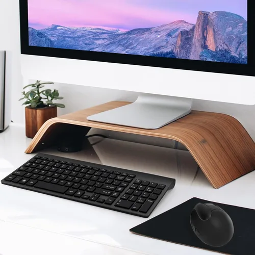Vista 6 de Fonicer Ratón ergonómico vertical inalámbrico de 2.4 GHz y teclado Combo tamaño portátil ultrafino para PC, computadora de escritorio, laptop, Mac