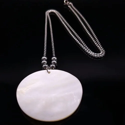 Vista 5 de 2023 Tree Of Life Shell Stainless Steel Necklaces Women Silver Color Long Necklaces Pendants Jewelry Bisuteria Mujer