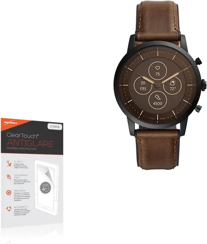 Vista 2 de BoxWave Protector de pantalla compatible con Fossil Collider HR Hybrid Smartwatch – ClearTouch antirreflejo (paquete de 2), película mate antihuellas