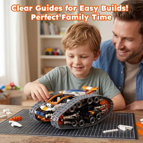 Vista 2 de Kit de construcción de robot rastreador STEM 2 en 1, aplicación y control remoto 2.4G, bloques técnicos de codificación de vehículos transformables