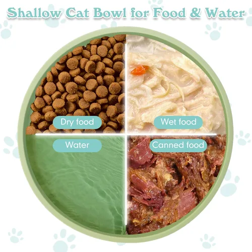 Vista 5 de Tazón de silicona poco profundo para perros, tazones de comida para gatos de 7 pulgadas, platos planos para cachorros, lindos platos para fatiga