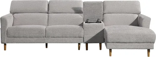 Vista 2 de Betsy Furniture Cómodo sofá seccional de microfibra en forma de L de 120 pulgadas con diván, cabezales ajustables, consola de almacenamiento