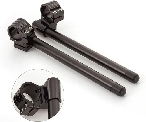 Vista 6 de 30 mm 7/8" Manubrio de motocicleta de aluminio CNC, tubo de horquilla con clip, reemplazable, apto para bicicleta universal Cafe Racer, negro