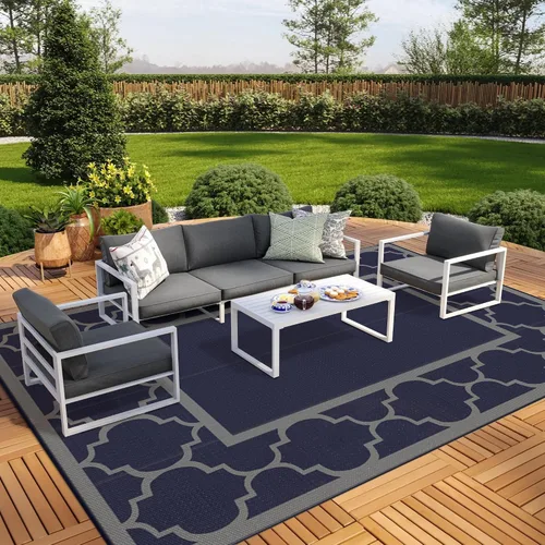 Vista 40 de GENIMO - Alfombra para exteriores de 8 x 10 pies, para patio, espacios amplios, impermeable, de pajillas de plástico, alfombra reversible