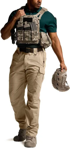 Vista 3 de CQR Pantalones tácticos para hombre, resistentes al agua, pantalones cargo Ripstop, ligeros EDC trabajo, senderismo, ropa para exteriores