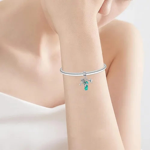Vista 3 de GOINEVA - Dije de girasol con forma de sol, estrella, luna, elefante, para pulsera, collar de plata de ley 925, dije de corazón de amor, dijes
