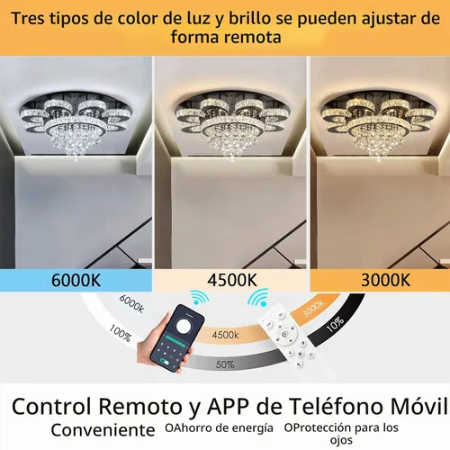 Vista 7 de HAIXIANG Lámpara de araña moderna para sala de estar, lámparas de araña glamurosas, lámpara de techo con control remoto, luces regulables, 32 Negro