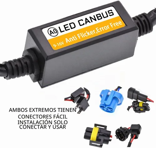 Vista 2 de 2 piezas de decodificador de faros LED para automóvil, kit de conversión de resistencia de intermitentes HID LED 9006/9005, decodificador