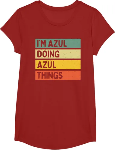 Vista 34 de Camiseta divertida con cita personalizada con texto en inglés "I'm Azul Doing Azul Things