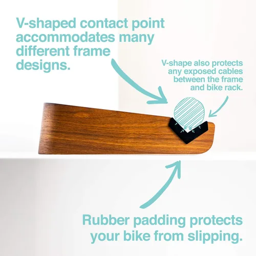 Vista 6 de WOKK Soporte de pared para bicicleta de madera, soporte de pared horizontal para bicicleta para el hogar o el garaje, soporte de pared