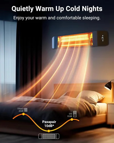 Vista 5 de Pasapair - Calentador eléctrico de patio - Calentador inteligente infrarrojo para interiores con temporizador de 24H y control por APP - Calentador