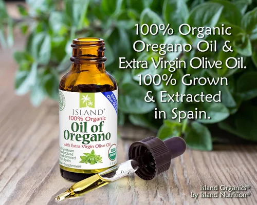 Vista 2 de Island Nutrition, Aceite de orégano orgánico en gotas líquidas (1 fl oz) - Mezcla de aceite de orégano orgánico y aceite de oliva, cultivado