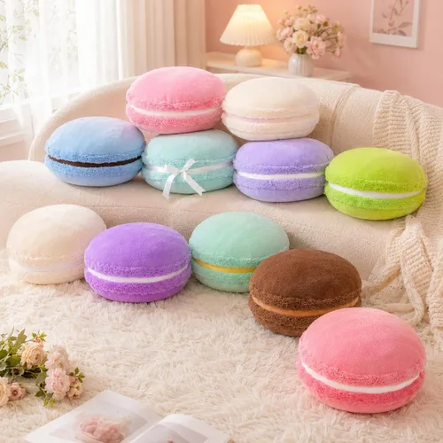 Vista 6 de Almohada decorativa redonda de plush con forma de macarrón ChezMax, de 14.5 pulgadas