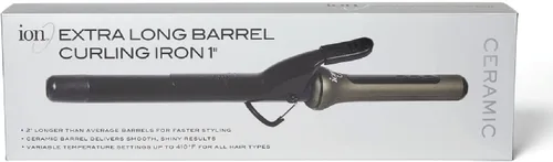Vista 3 de Ion Rizador de barril extra largo, 1 pulgada de diámetro, longitud XL para cabello largo, rizos de larga duración, apagado automático con ajustes