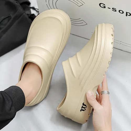 Vista 2 de Zuecos de trabajo para hombre y mujer: zapatos de cocina antideslizantes, unisex, impermeables, para cocina, restaurante, enfermera, jardín