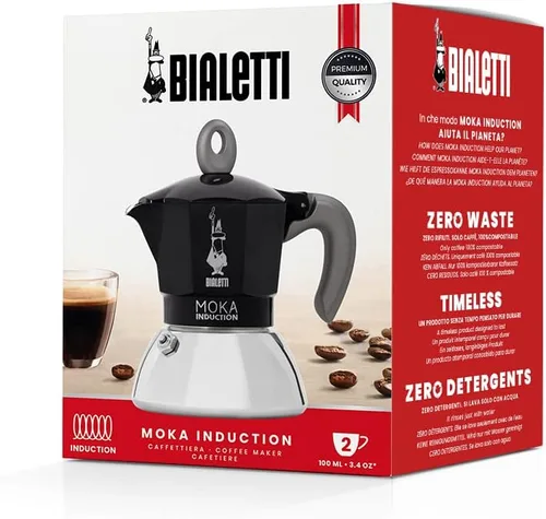 Vista 5 de Bialetti – Moka Induction, cafetera Moka, apta para todo tipo de parrillas, 2 tazas de espresso (80 ml), 90 mililitros, negro