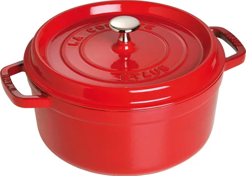 Vista 5 de staub La Cocotte Round 40510-601 Pico Cocotte - Juego de vaporizador redondo de cereza de 10.2 pulgadas (10.2 in), grande, fundición a dos manos