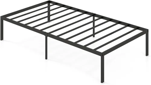 Vista 9 de KOMFOTT Base de cama de plataforma metálica de tamaño individual de 14 pulgadas, base de cama metálica resistente con espacio de almacenamiento