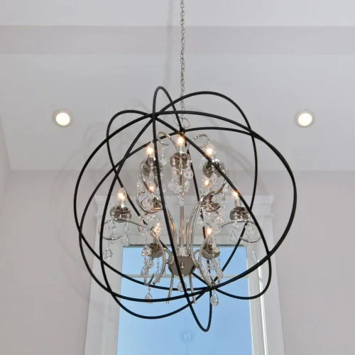 Vista 5 de Maxim Lighting Orbit - Lámpara colgante de 9 luces, acabado de bronce frotado, lámpara interior de transición, ideal para islas de cocina