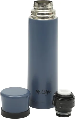 Vista 13 de Mr. Coffee Leatherette - Botella térmica de acero inoxidable de 23 oz - Frasco con aislamiento de doble pared con funda de cuero sintético y asa