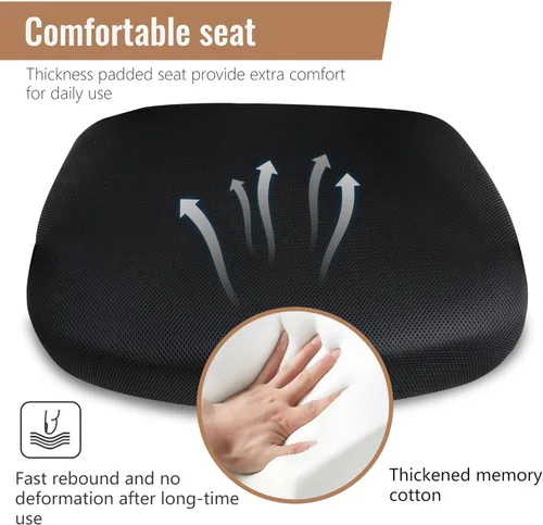 Vista 7 de Silla de oficina FDW para el hogar, con respaldo de altura media, para computadora, con soporte lumbar giratorio, ajustable, para trabajo, Negro