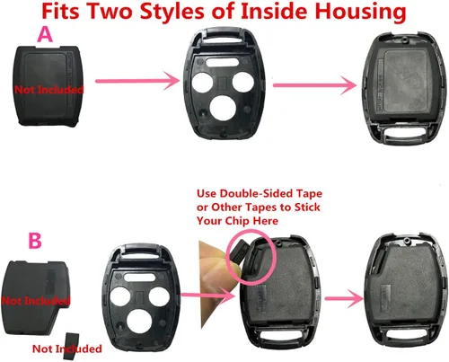 Vista 4 de Horande Funda de repuesto para llavero Honda 2003-2014 Accord 2005-2006 CR-V Ridgeline 2006-2013 Civic 2009-2015 Pilot sin llave