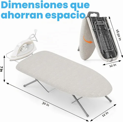 Vista 2 de KINGBOARD Tabla de planchar de mesa, tablas de planchar pequeñas con soporte para plancha, tabla de planchar plegable, cubierta extragruesa, tabla