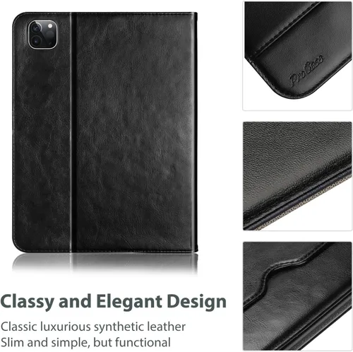 Vista 5 de ProCase Funda de piel sintética para iPad Pro de 11 pulgadas 2025 M5 / 2024 M4 con correa de mano bolsillo frontal, cubierta de soporte de negocios