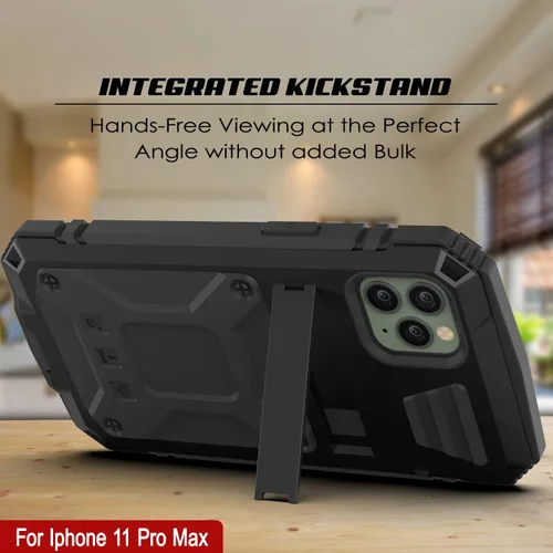 Vista 5 de PunkCase Funda de metal para iPhone 11 Pro Max [Serie 2.0] Funda de armadura resistente Diseño de cuerpo completo de aluminio y TPU con protector