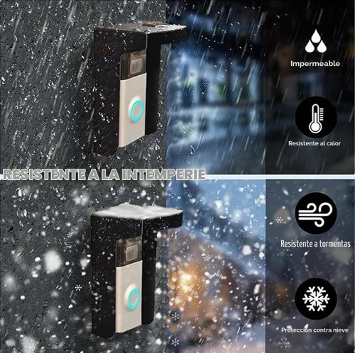Vista 7 de Funda para timbre de puerta, cubierta de acero resistente a la intemperie, con protección solar antirreflejos, compatible con parpadeo/Ring