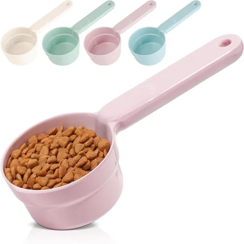 Vista 14 de Pala de melamina para comida de mascotas, tazas medidoras para comida de gato, pala de mango largo y cómodo para comida de perro, gato, hurón y Azul