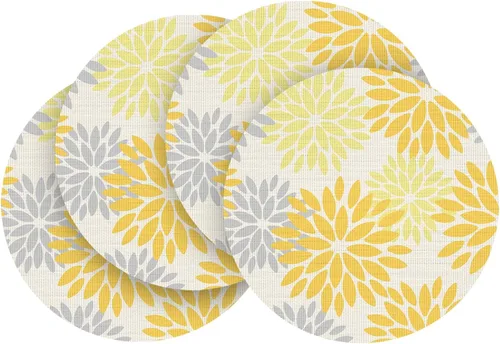 Vista 8 de Artoid Mode - Juego de 4 manteles individuales de vinilo con diseño floral, resistentes al calor, lavables, antideslizantes, de PVC, para decoración